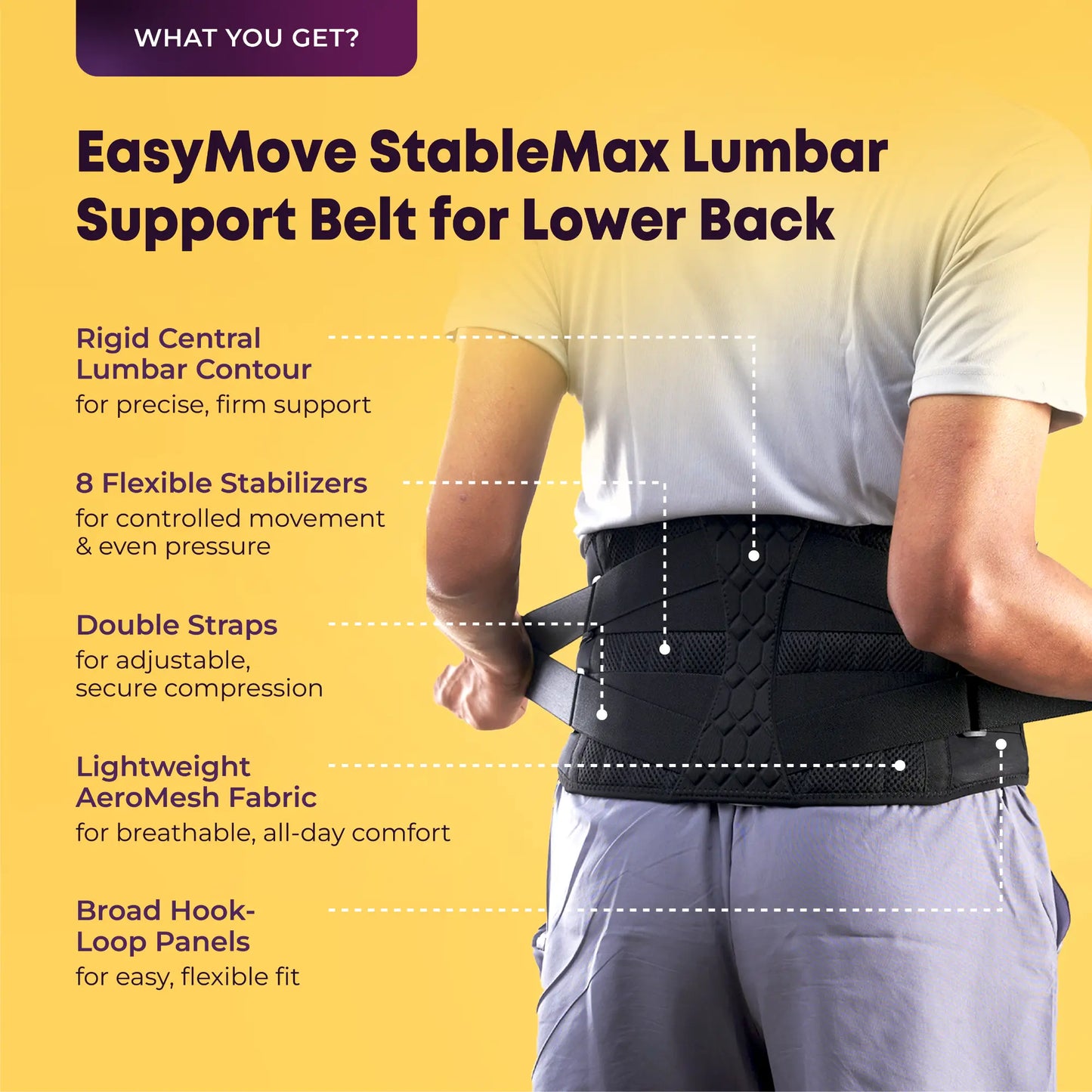 Lumbar Support Belt: 8-Stabilizer Ortho-Grade Back Support