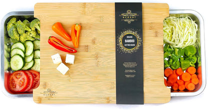 Bamboo Cutting Board with 2 Slide Out Drawers