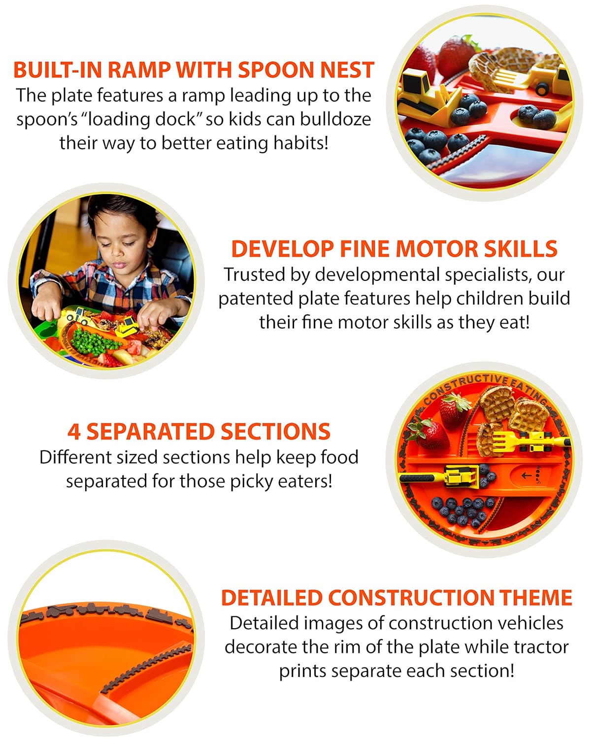 Constructive Eating Plate and Utensils Set