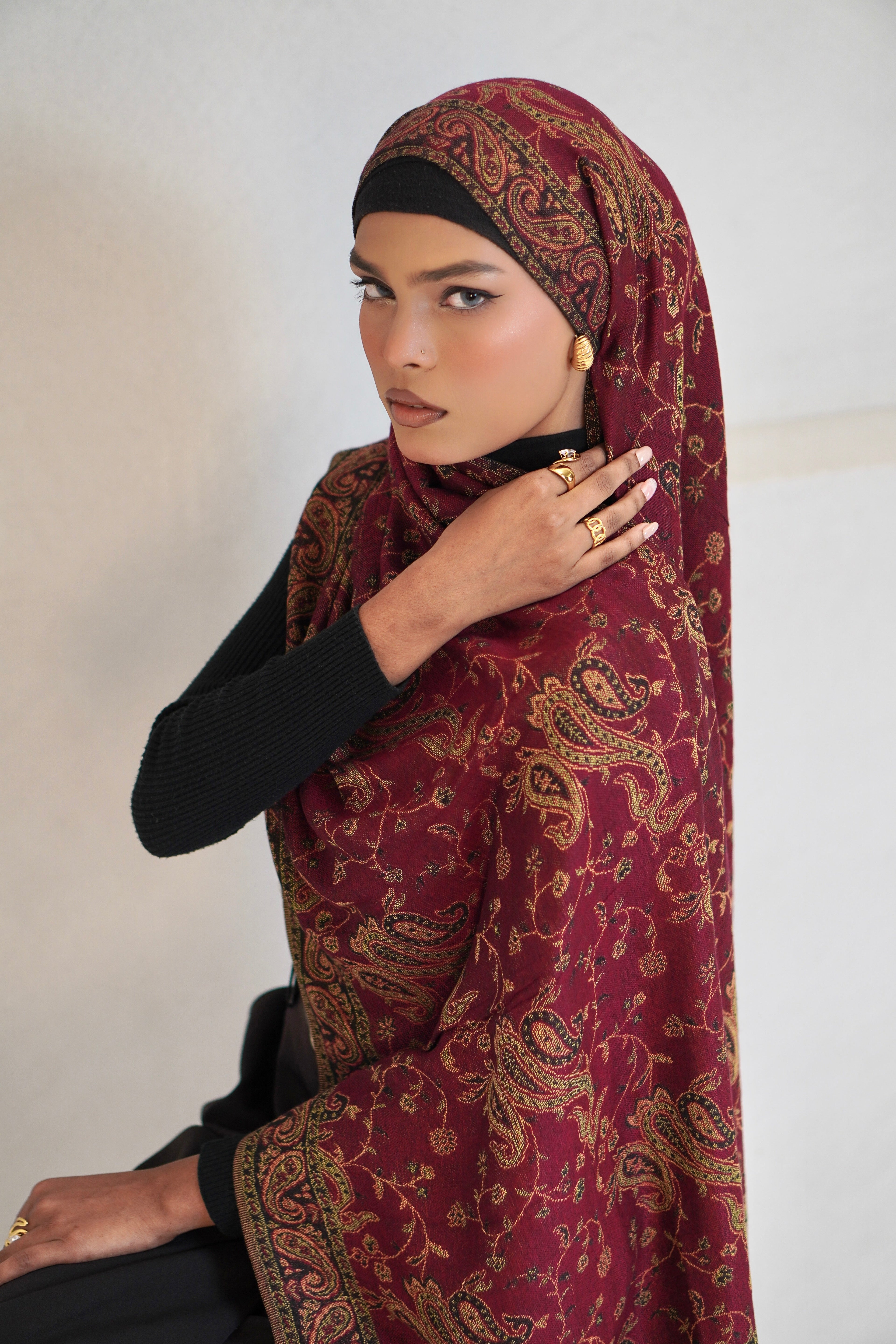 ✨Traditional Embroidered Pashmina Hijab 🌸