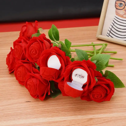 Elegant Velvet Rose Ring Box