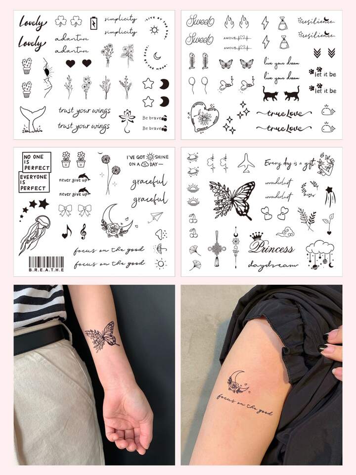 Waterproof temporary butterfly tattoo stickers