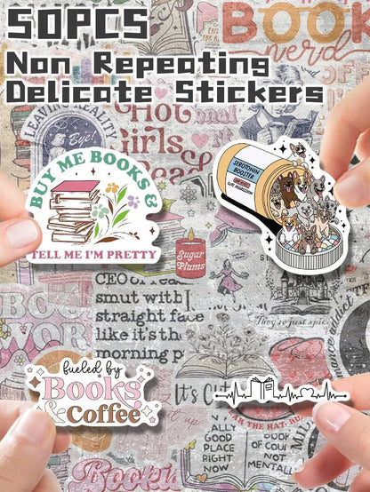 50 PCS Bookaholics Kindle Stickers Vinyl Stickers