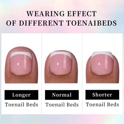 💖 Reusable Peach French Toenails (24 pcs)
