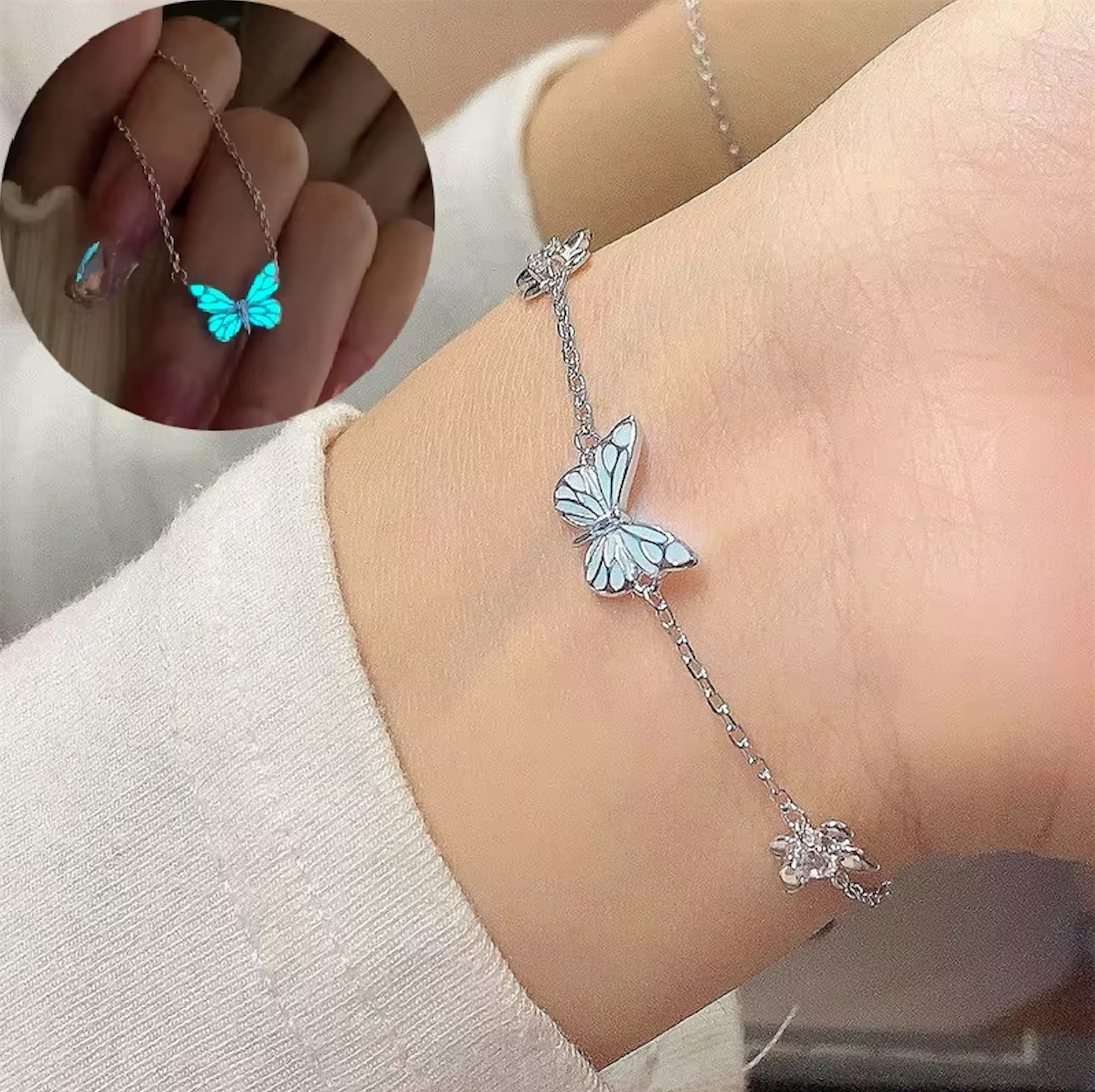 Butterfly Glowing Sterling Silver Bracelet