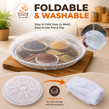 Washable Mesh Food Drying Cover for Plates, Thali & Kitchen Use with Elastic