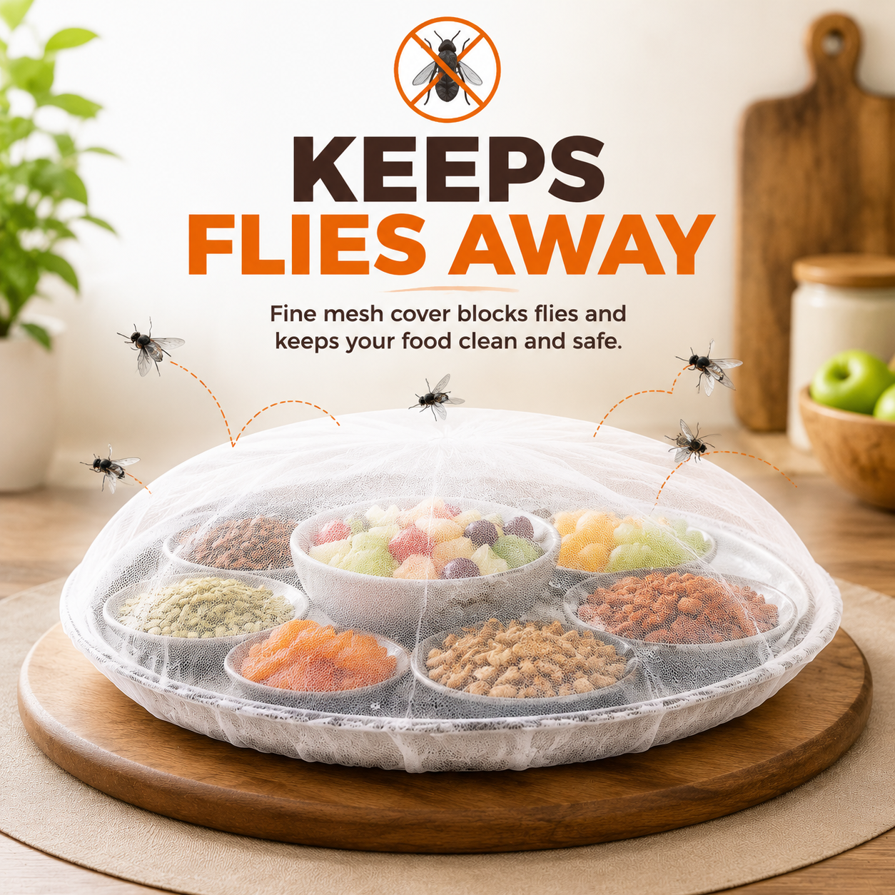 Washable Mesh Food Drying Cover for Plates, Thali & Kitchen Use with Elastic