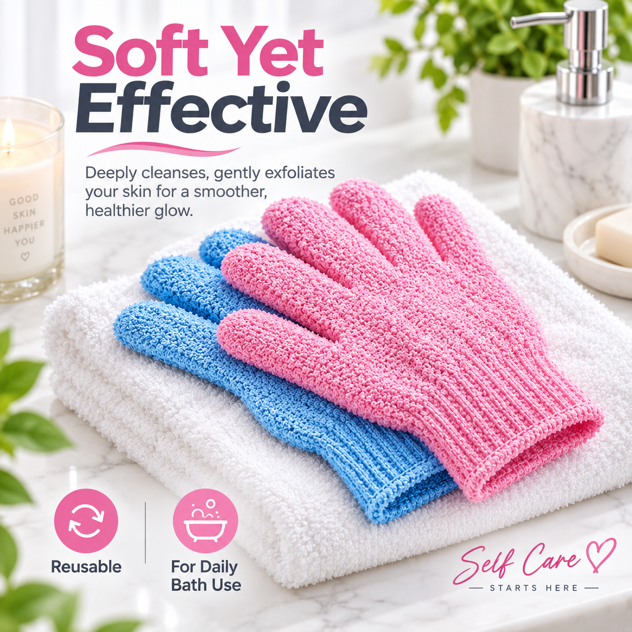 Exfoliating Bath Hand Glove Scrubber Sponge For Bathing
