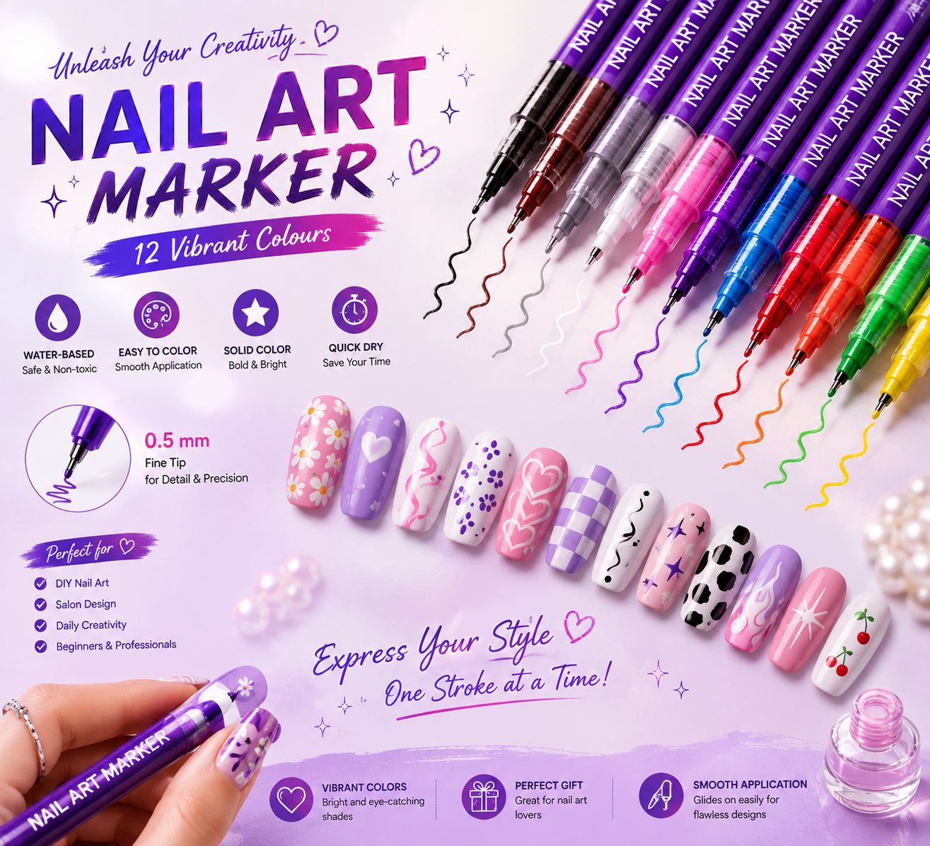 Magic Reusable Nail Art Marker ( Allow To Open )