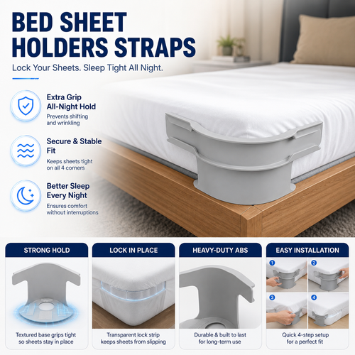 Heavy Duty Bedsheet Corner Tightener Clips with Lock Strips