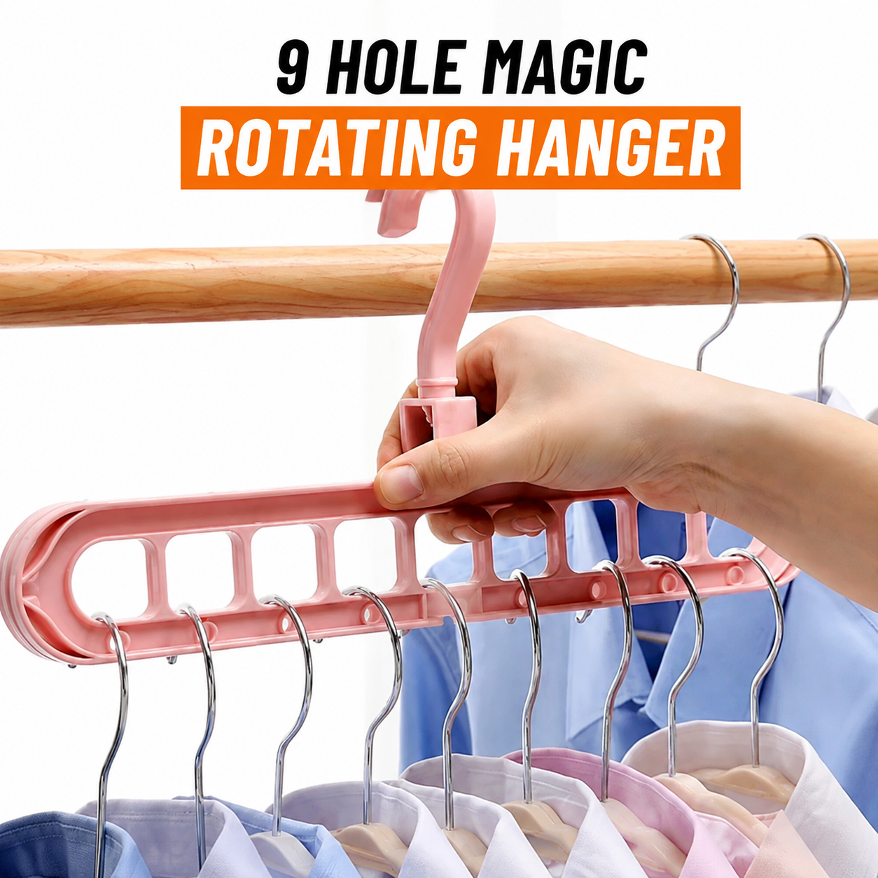 9 Hole Magic Rotating Hanger | Smart Cloth Organizer