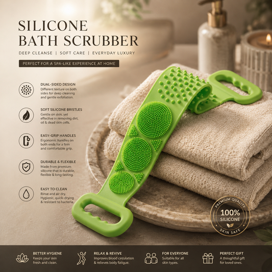 2-in-1 Silicone Back Scrubber and Bath Brush