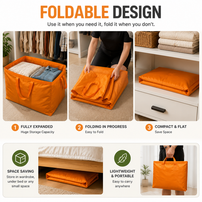 🧺 Extra Large Foldable Storage Bag – Space Saving Organizer for Home