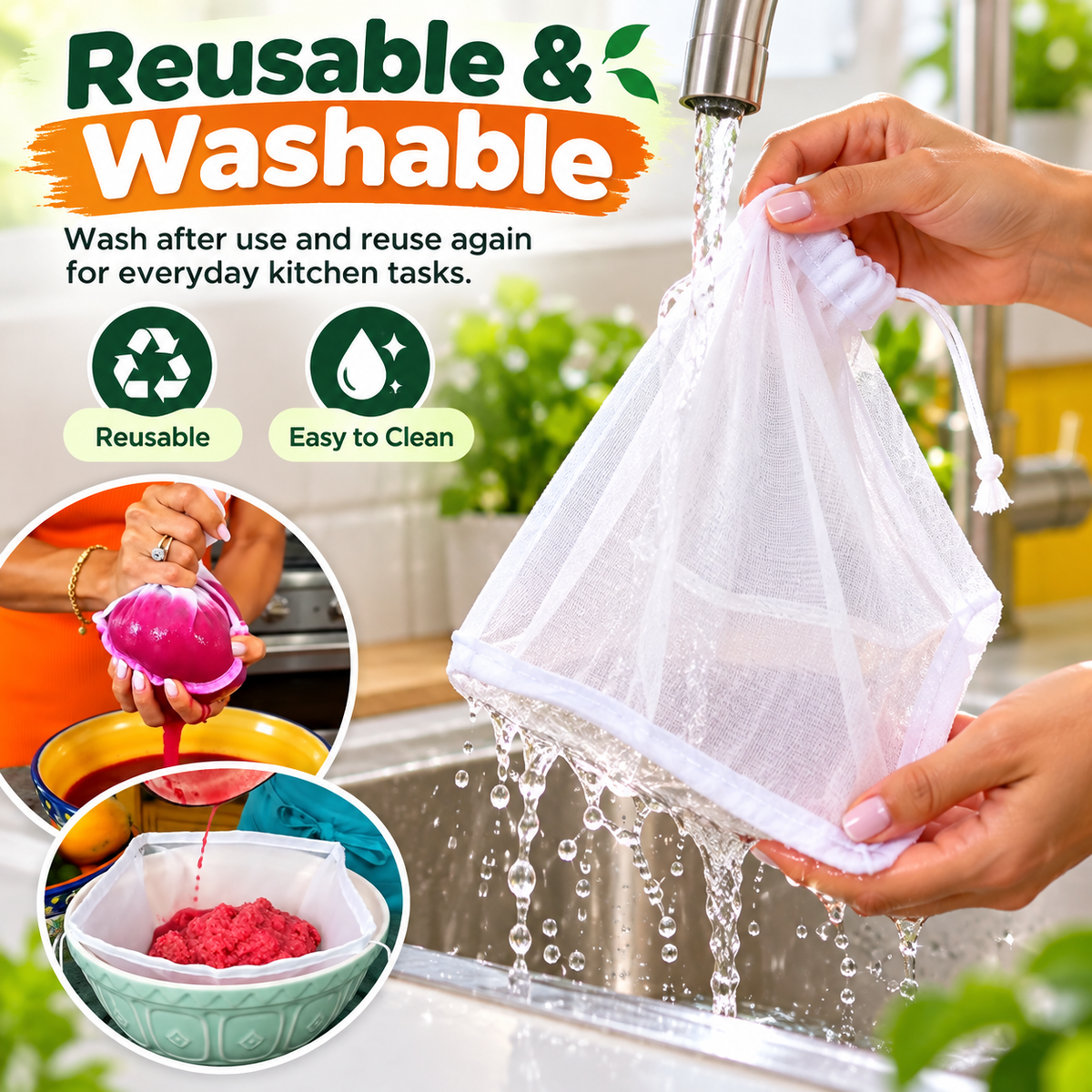 Universal Magic Reusable Strainer Bag™ – Milk, Paneer, Juice & More 🥛