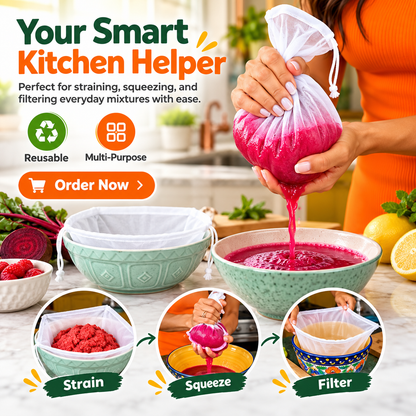 Universal Magic Reusable Strainer Bag™ – Milk, Paneer, Juice & More 🥛