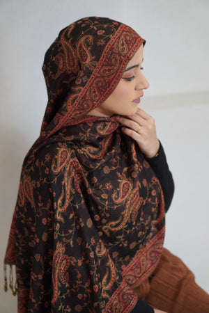 Traditional Embroidered Pashmina Hijab 🌸