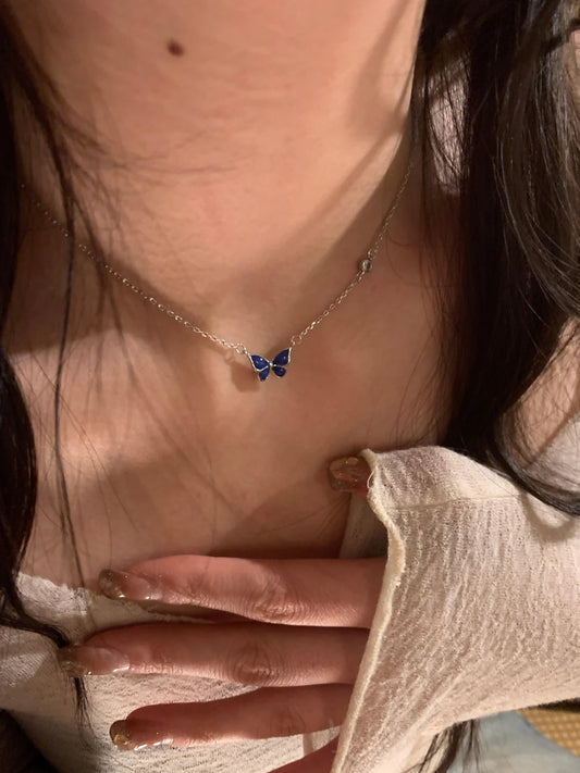 Colour Changing Butterfly Silver Necklace