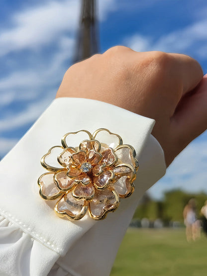🌸 Blush Crystal Beaded Floral Brooch