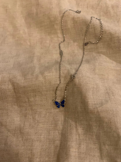 Colour Changing Butterfly Silver Necklace