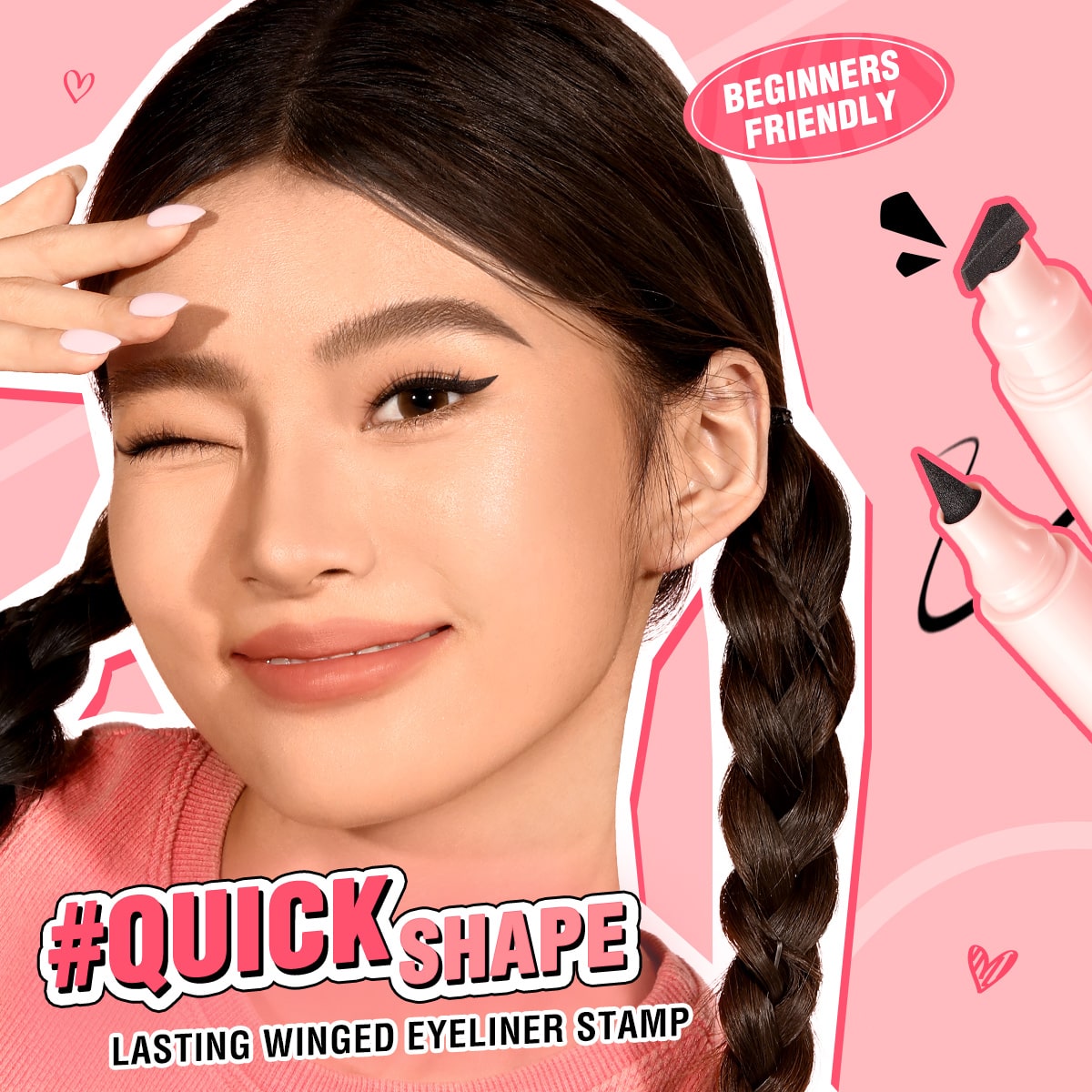 2-in-1 PINKFLASH Instant Shape Lasting Wingled Eyeliner Stamp