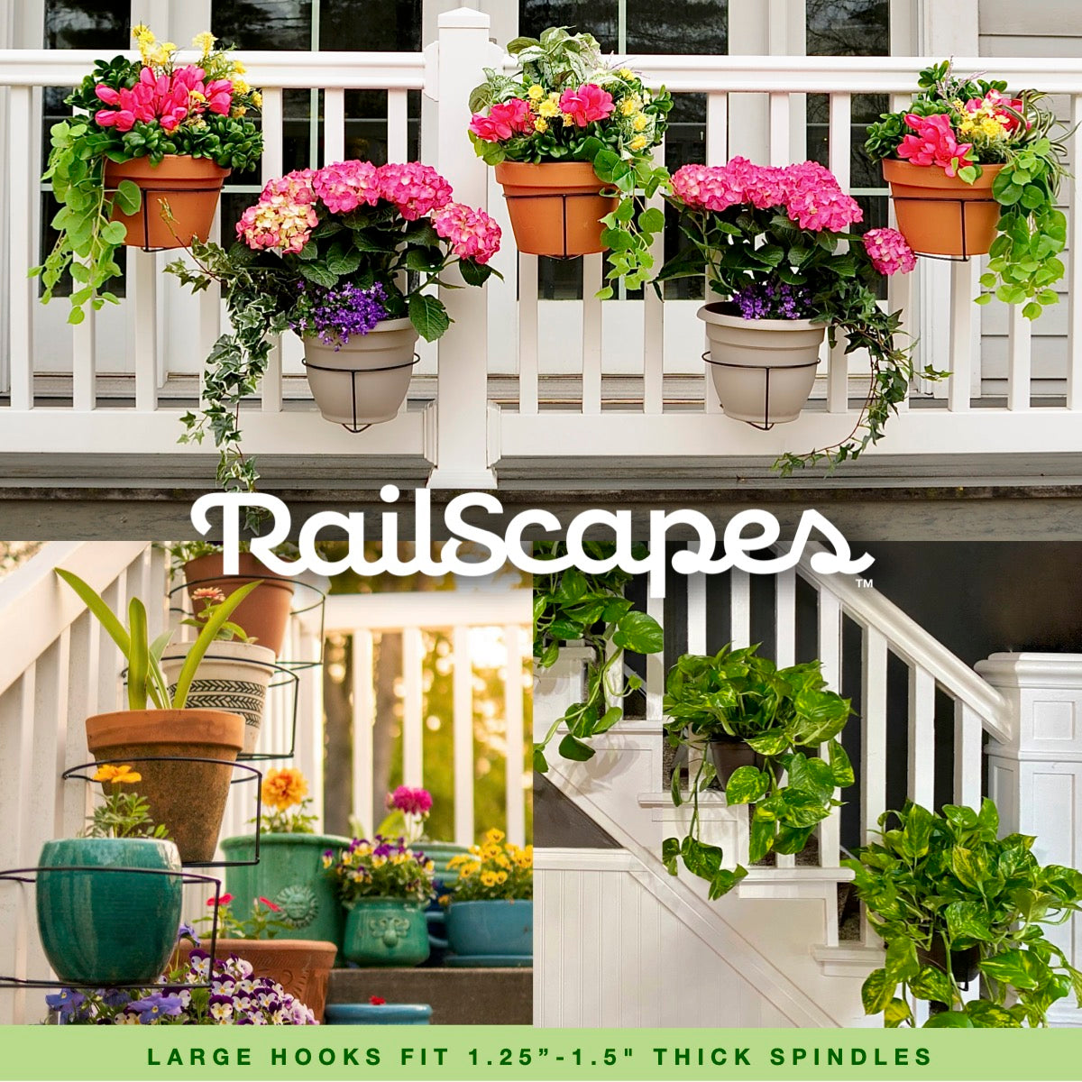 Hanging Railing Planter Shelf Decorative for Balcony