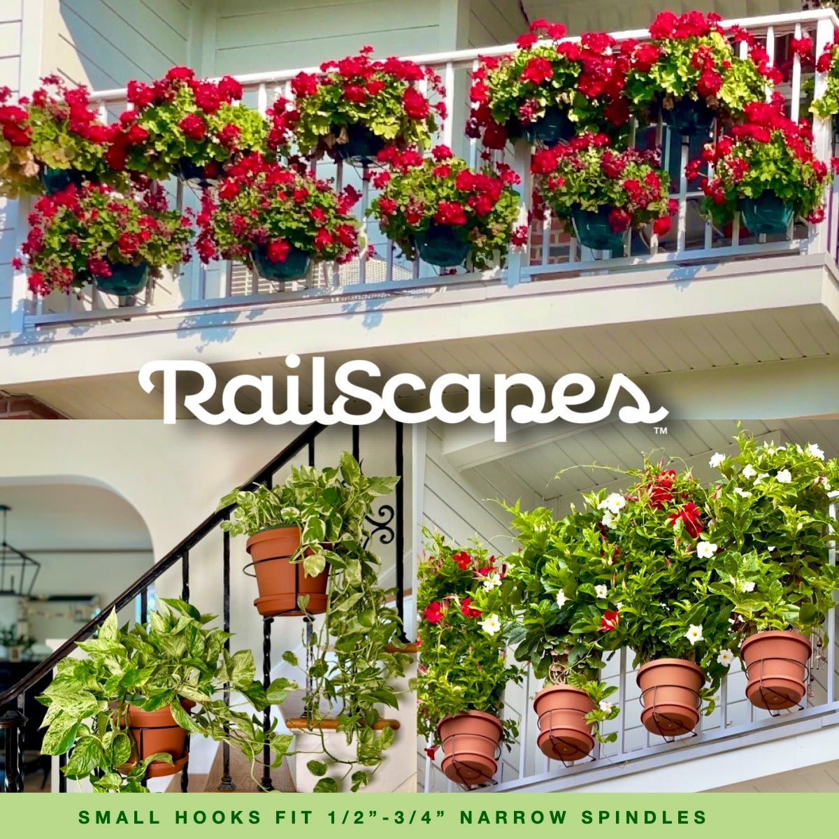 Hanging Railing Planter Shelf Decorative for Balcony