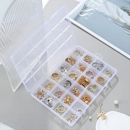 💎 24 Grid Jewelry Organizer Box – Transparent Storage Case