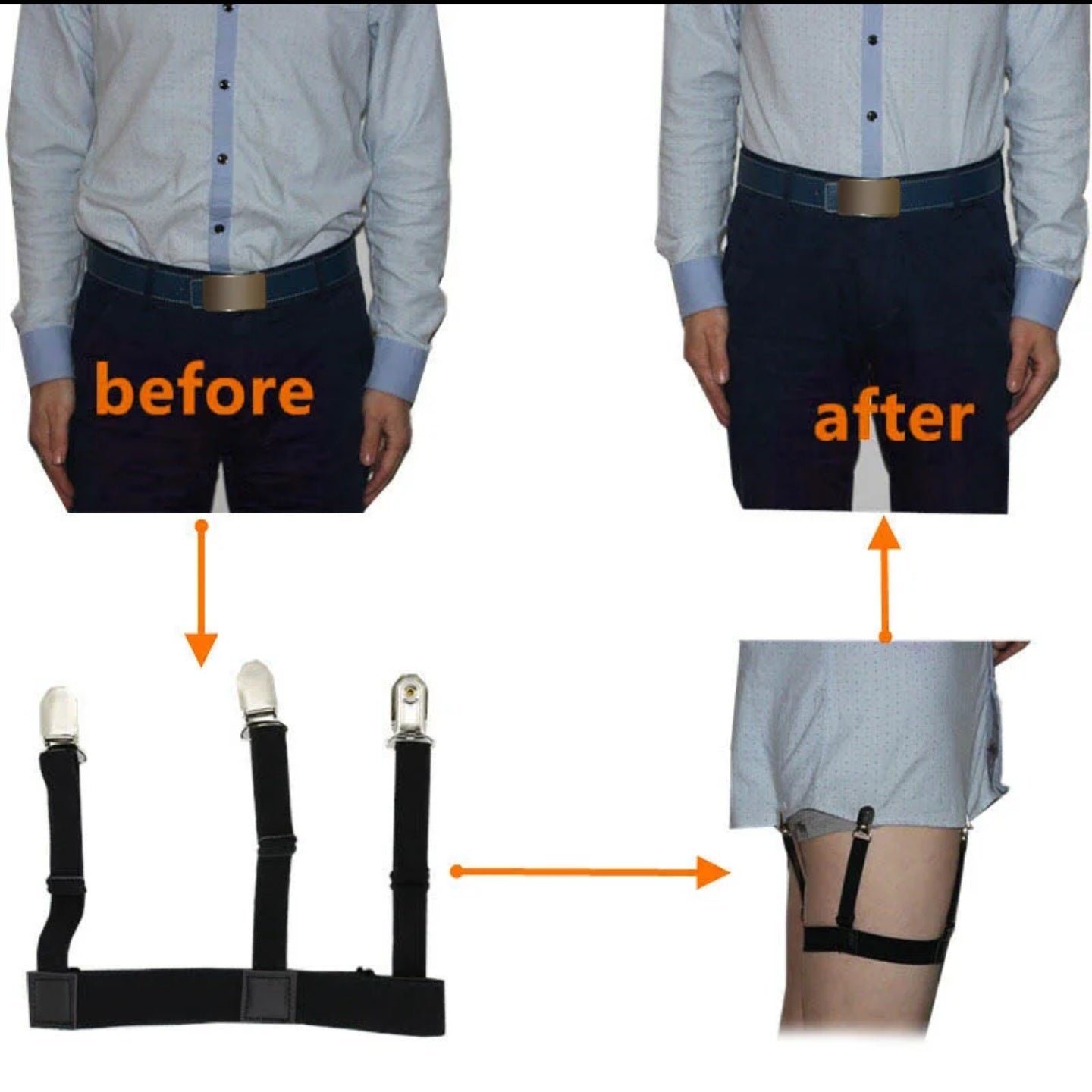 Adjustable Elastic Shirts Tucker (PAIR OF 2 )