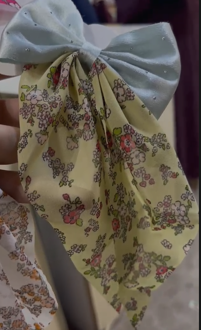 Ribbon Mesh Bow Hair Clamp Grab Clip