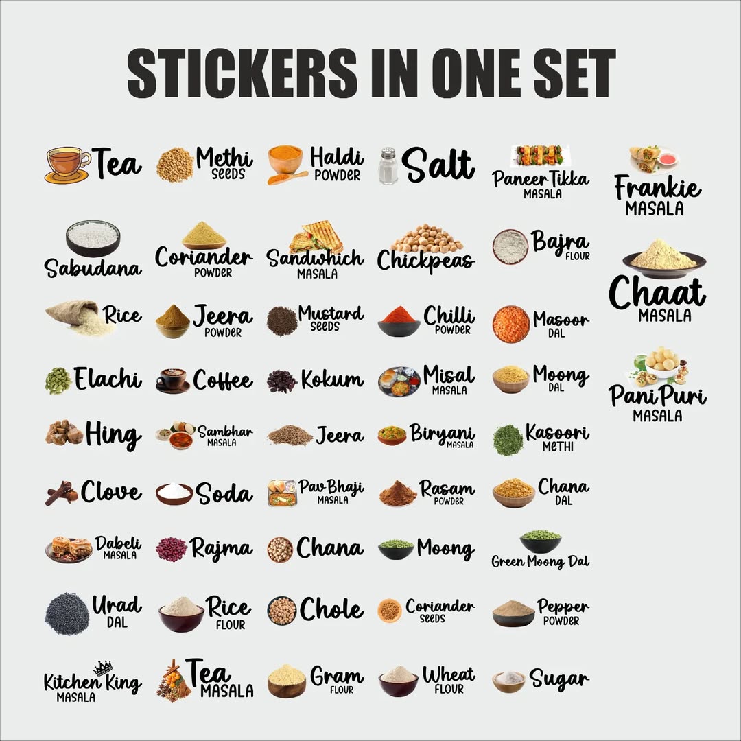 Waterproof Peppy Kitchen Identifiers Stickers