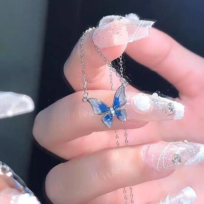 Colour Changing Butterfly Silver Necklace