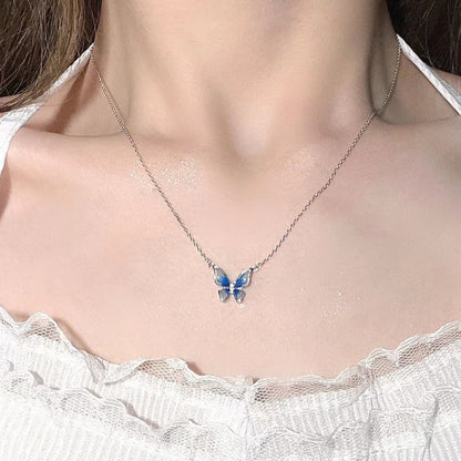 Colour Changing Butterfly Silver Necklace
