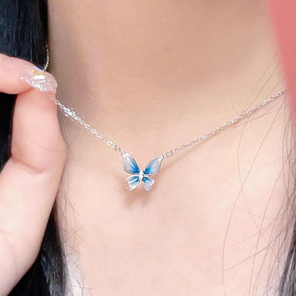 Colour Changing Butterfly Silver Necklace