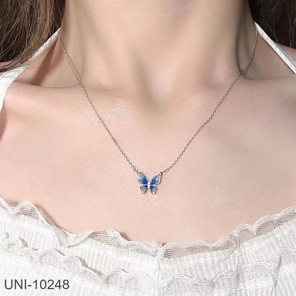 Colour Changing Butterfly Silver Necklace