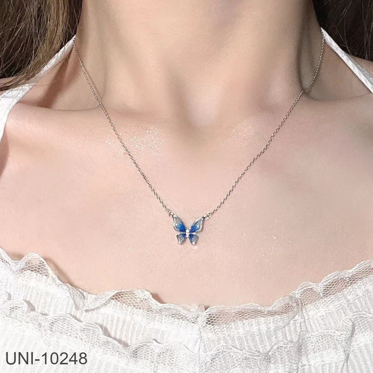Colour Changing Butterfly Silver Necklace