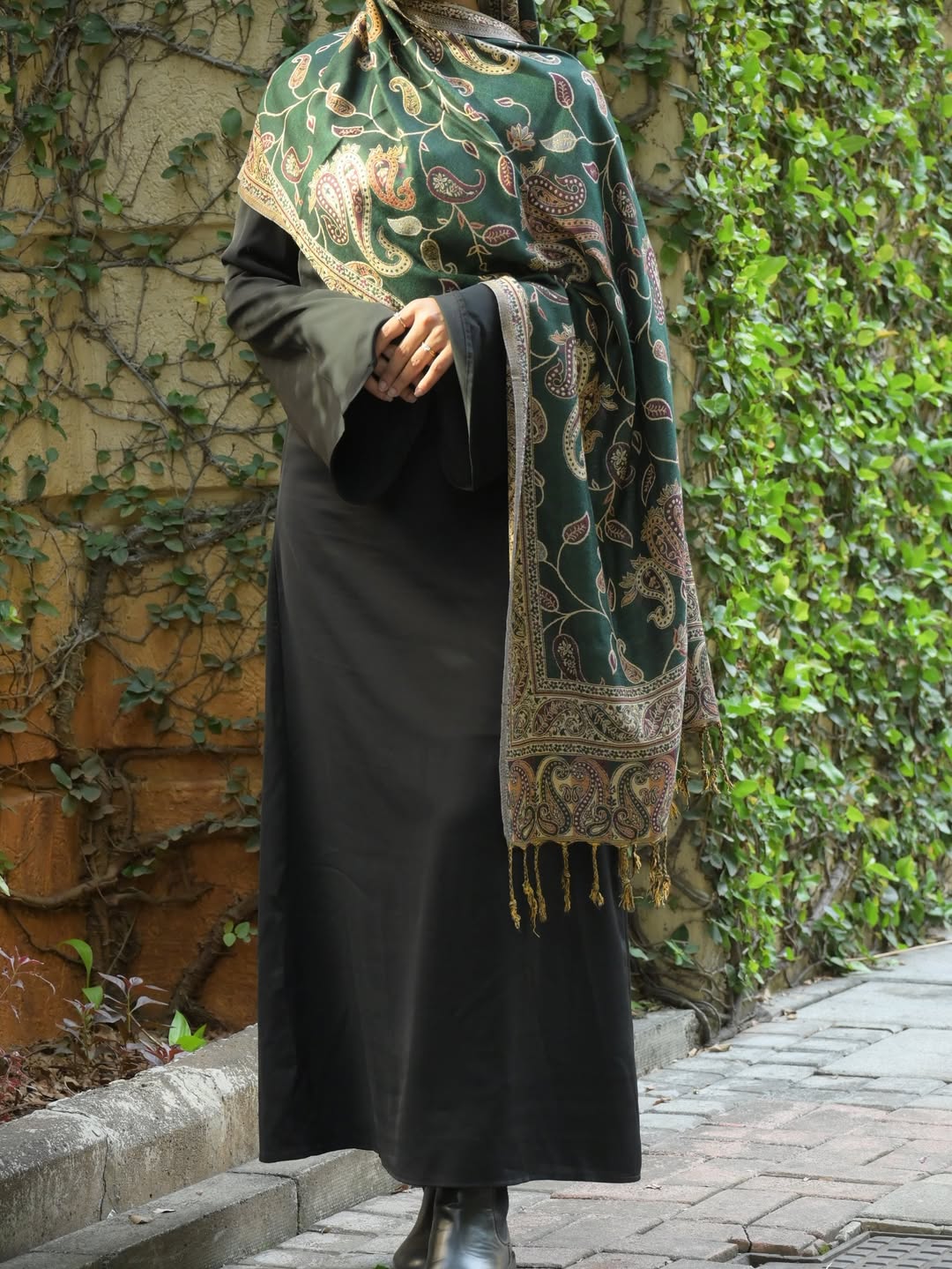 Traditional Embroidered Pashmina Hijab 🌸
