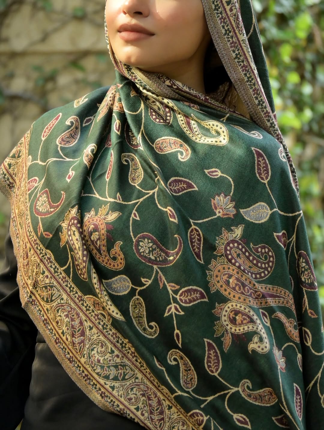 Traditional Embroidered Pashmina Hijab 🌸