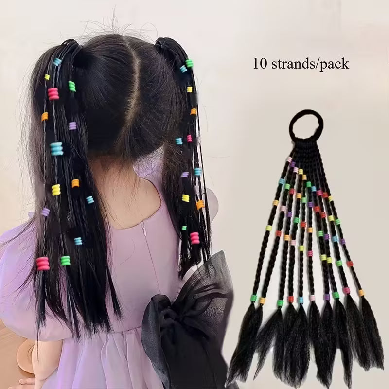 Ponytail Hair Extension with Colorful Beads