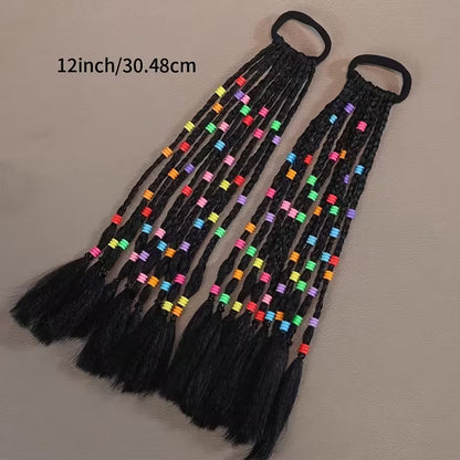 Ponytail Hair Extension with Colorful Beads