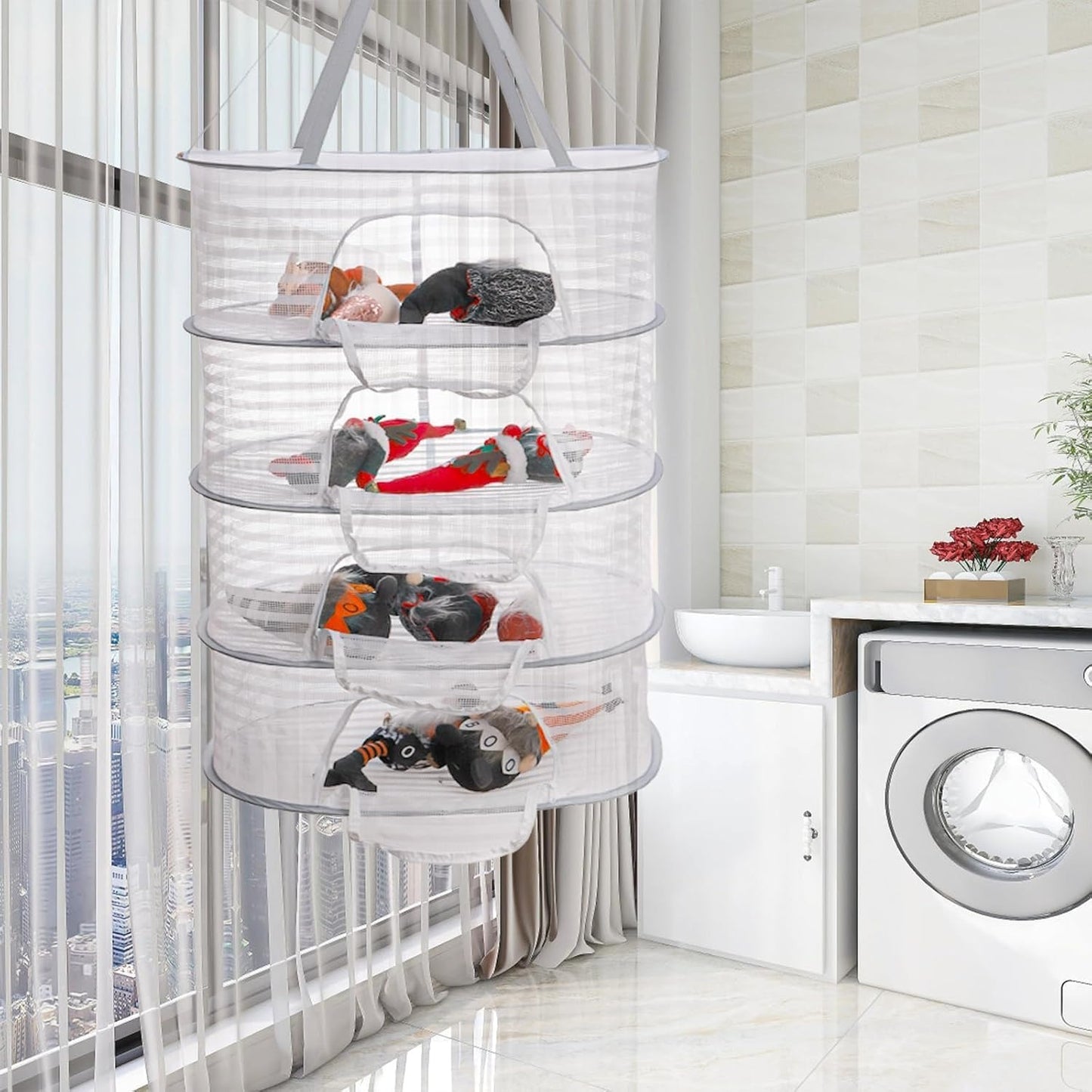 Collapsible Herb Drying Net Dryer Mesh Rack with Zipper