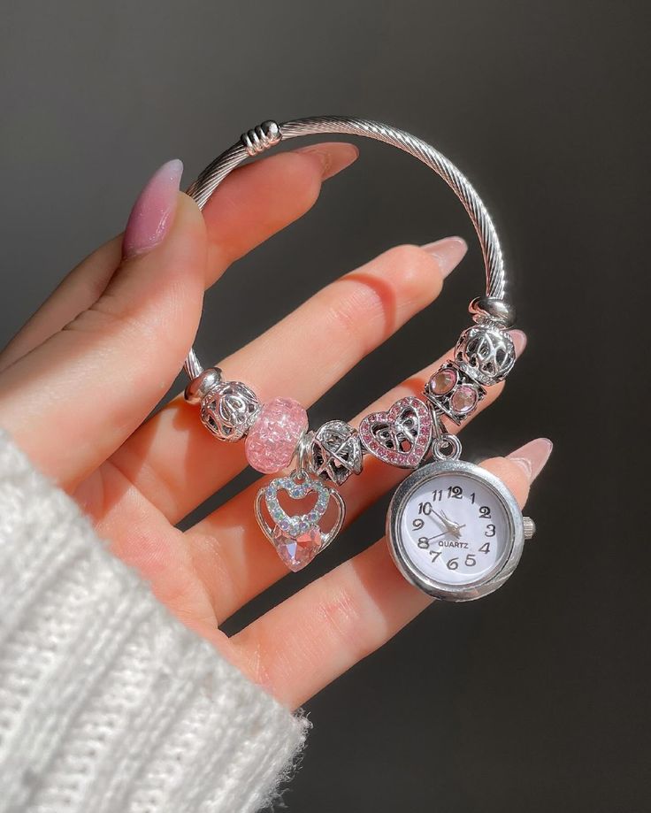 Silver Pink Bracelet For Girls 🌸