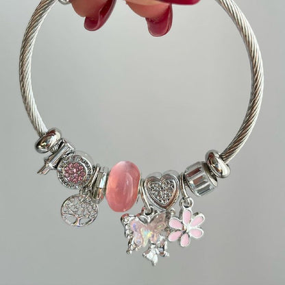 Silver Pink Bracelet For Girls 🌸