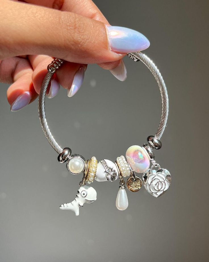 Silver Pink Bracelet For Girls 🌸