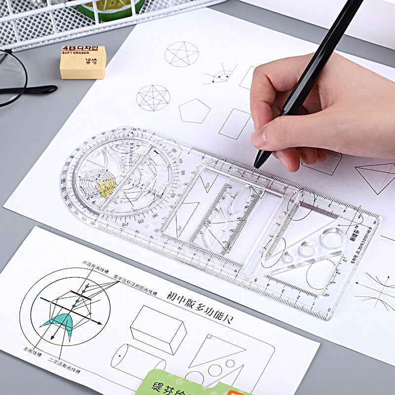 Multifunctional Geometric Plastic Ruler