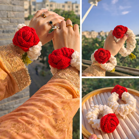 Handmade Crochet Red Rose & Jasmine Gajray