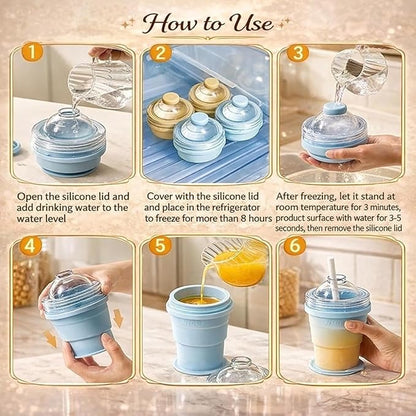 2-in-1 Collapsible Silicone Ice Ball Maker Cup