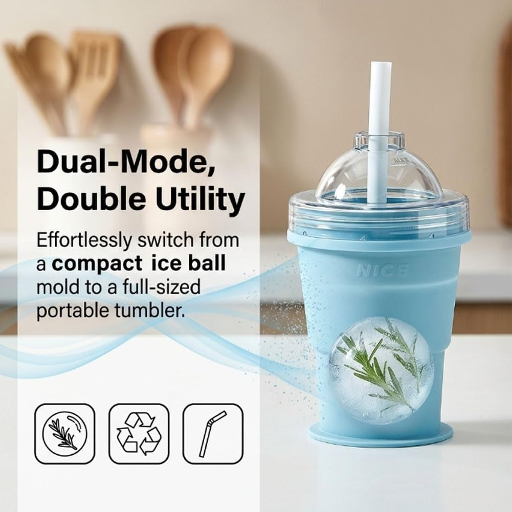 2-in-1 Collapsible Silicone Ice Ball Maker Cup