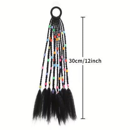 Ponytail Hair Extension with Colorful Beads