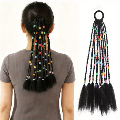 Ponytail Hair Extension with Colorful Beads