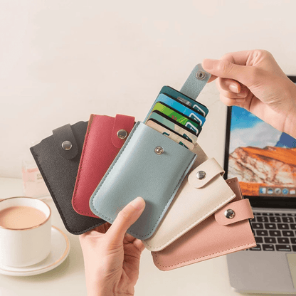 LEATHER PULL UP CARD HOLDER